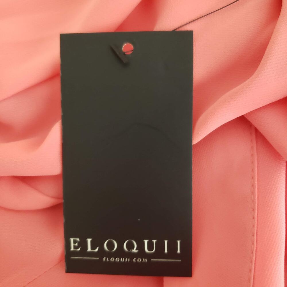 NWT Eloquii Flowy Sheer Deep V-Neck Long Sleeve Rounded Shirttail Hem Top 20 - Picture 12 of 15